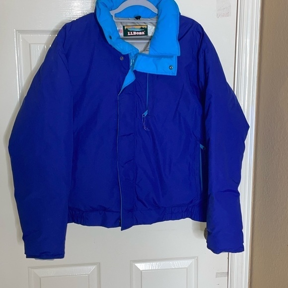 Vintage LL Bean Down Full Zip Jacket Nylon Windbreaker Coat Blue L Men USA Made  - Picture 8 of 11